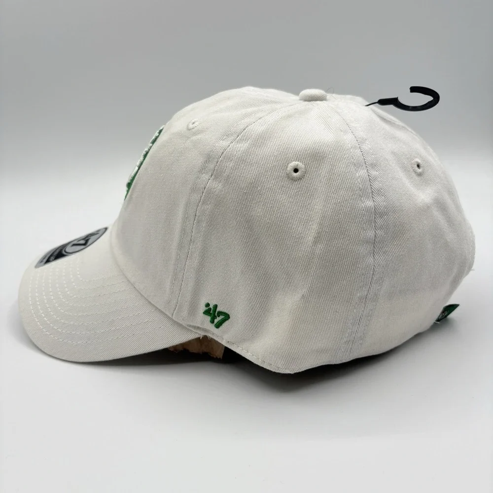 Boston Celtics Hat 47 Brand Strap Back NBA Clean Up Dad Hat White Shamrock NEW